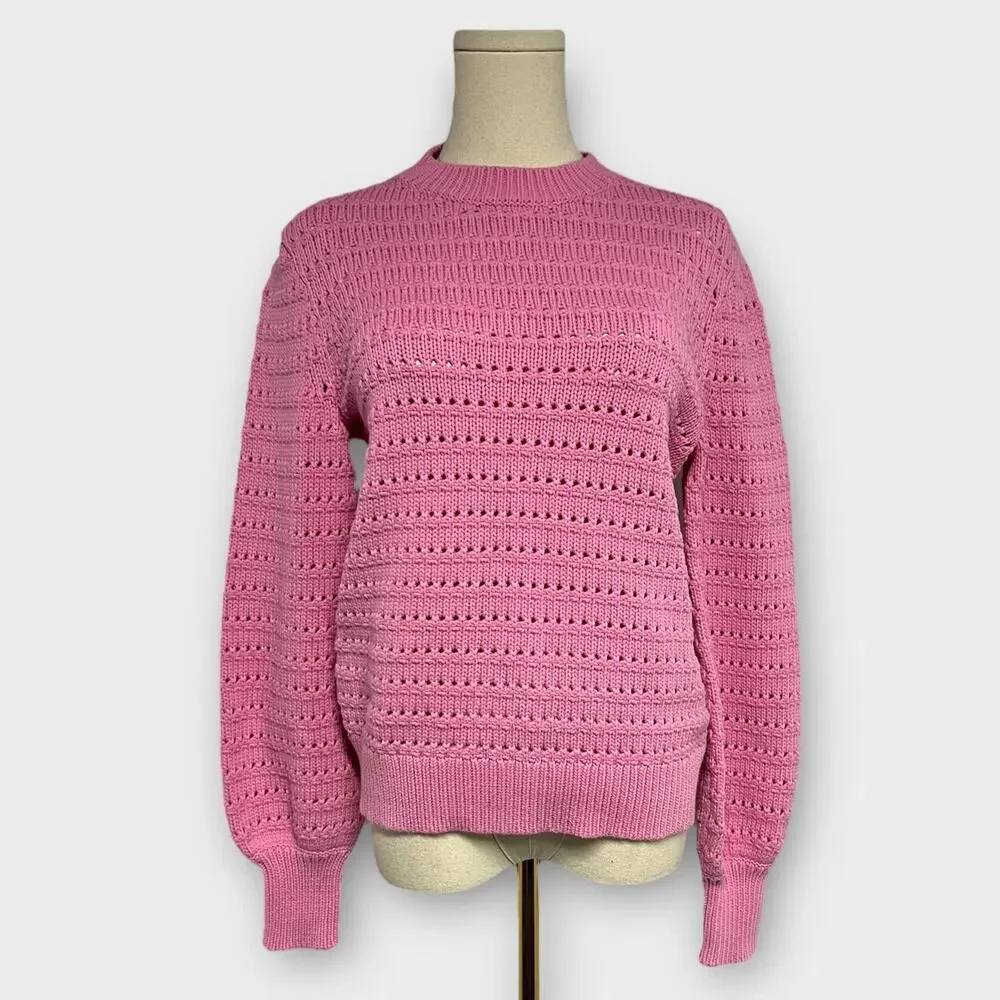 J.Crew Balloon-Sleeve Pointelle Sweater Size Small